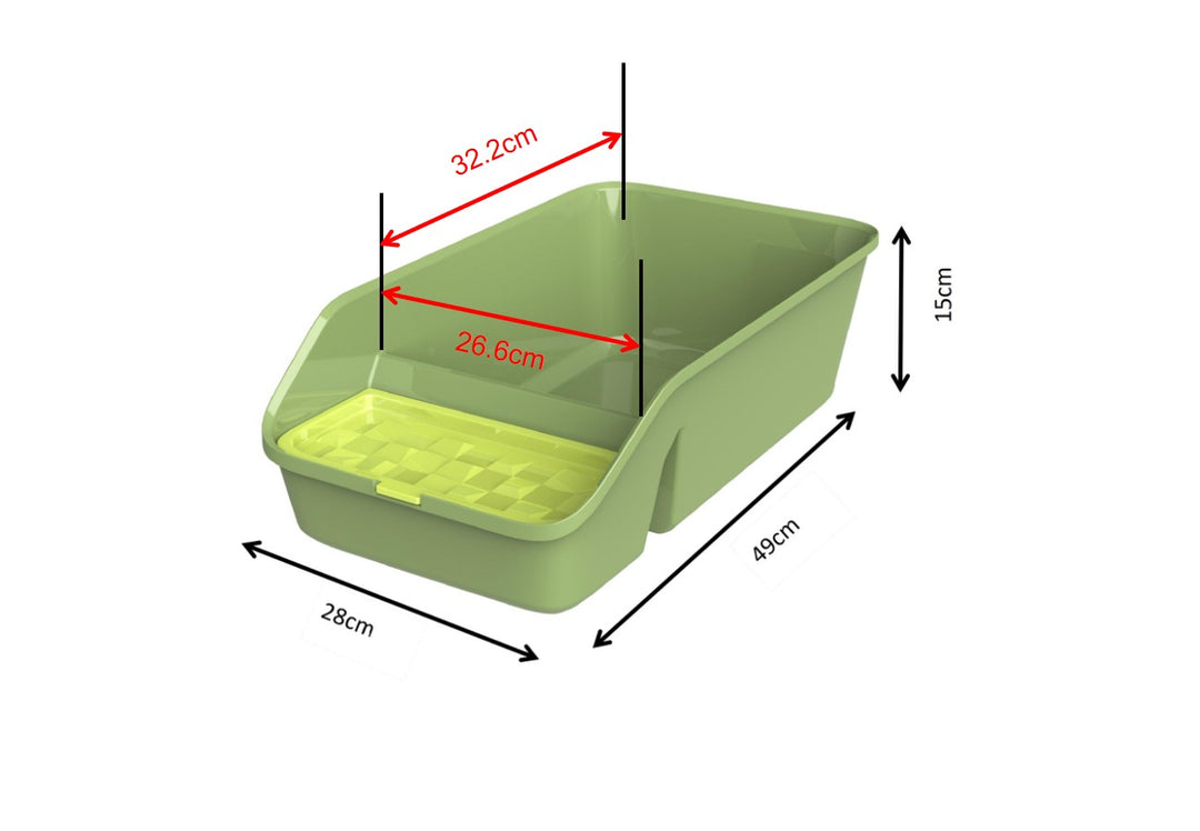 Open Cat Litter Tray with Storage and Scoop - Grey