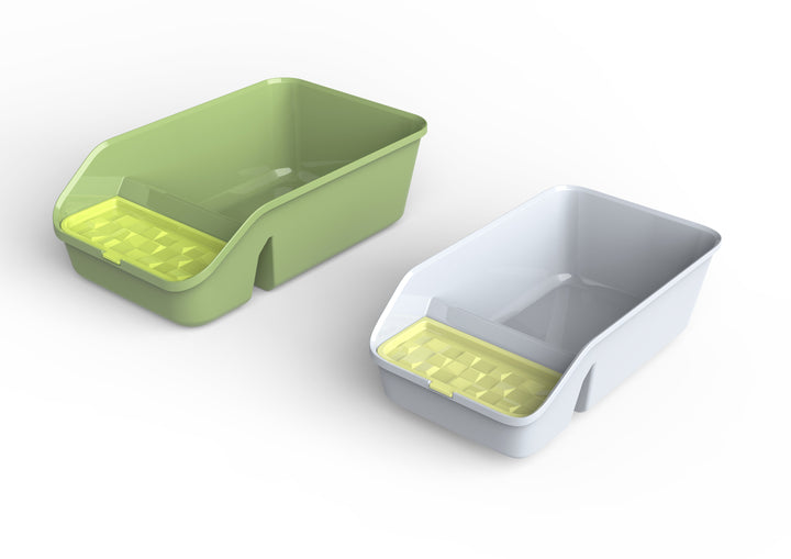 Open Cat Litter Tray with Storage and Scoop - Green