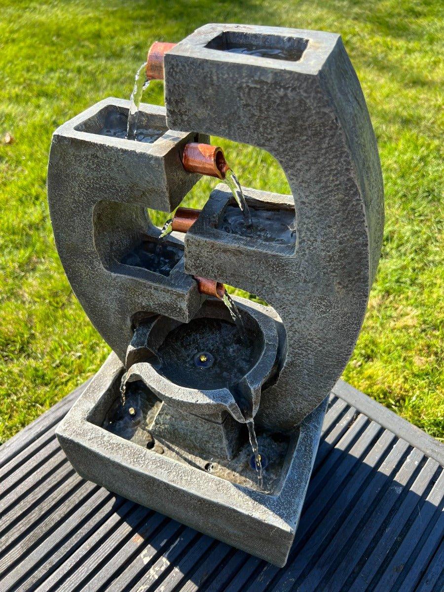 5 Tier Water Feature with LED Lights - Solar Powered 27.5x18x48cm - AllPetSolutions