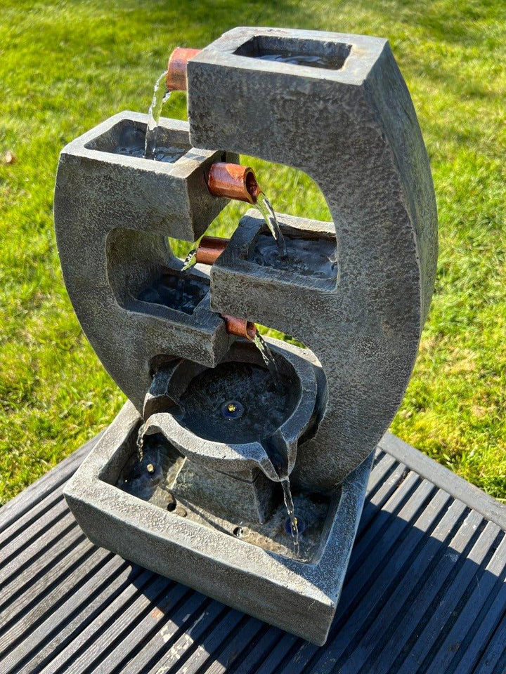 5 Tier Water Feature with LED Lights - Solar Powered 27.5x18x48cm - AllPetSolutions