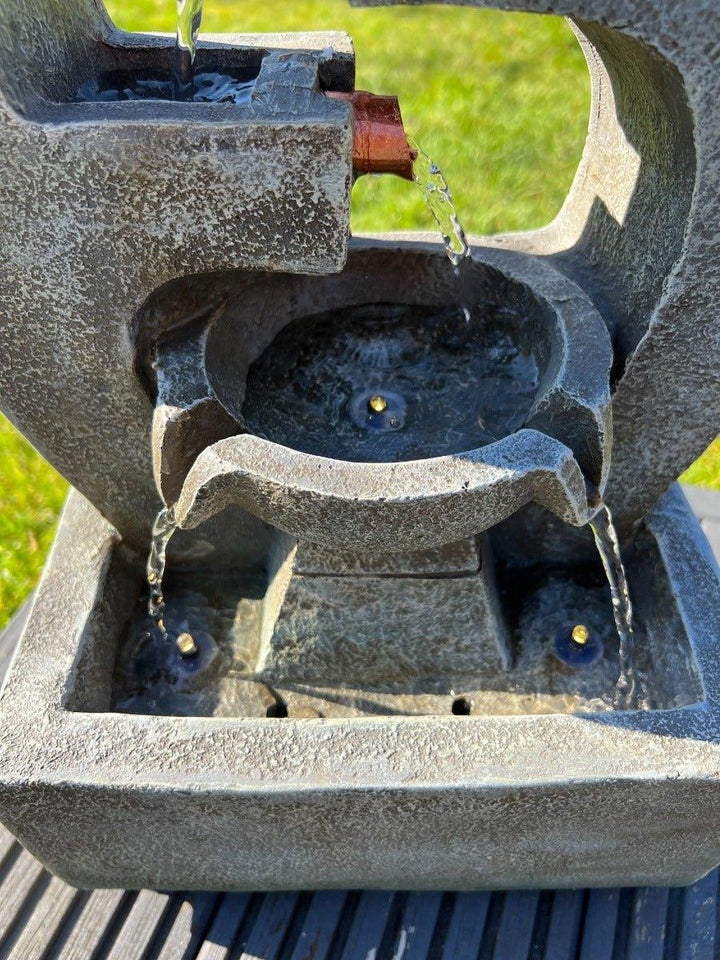 5 Tier Water Feature with LED Lights - Solar Powered 27.5x18x48cm - AllPetSolutions