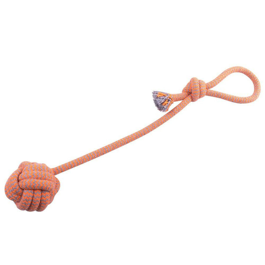 AllPetSolutions Ball on a Rope Dog Toy, Orange - AllPetSolutions