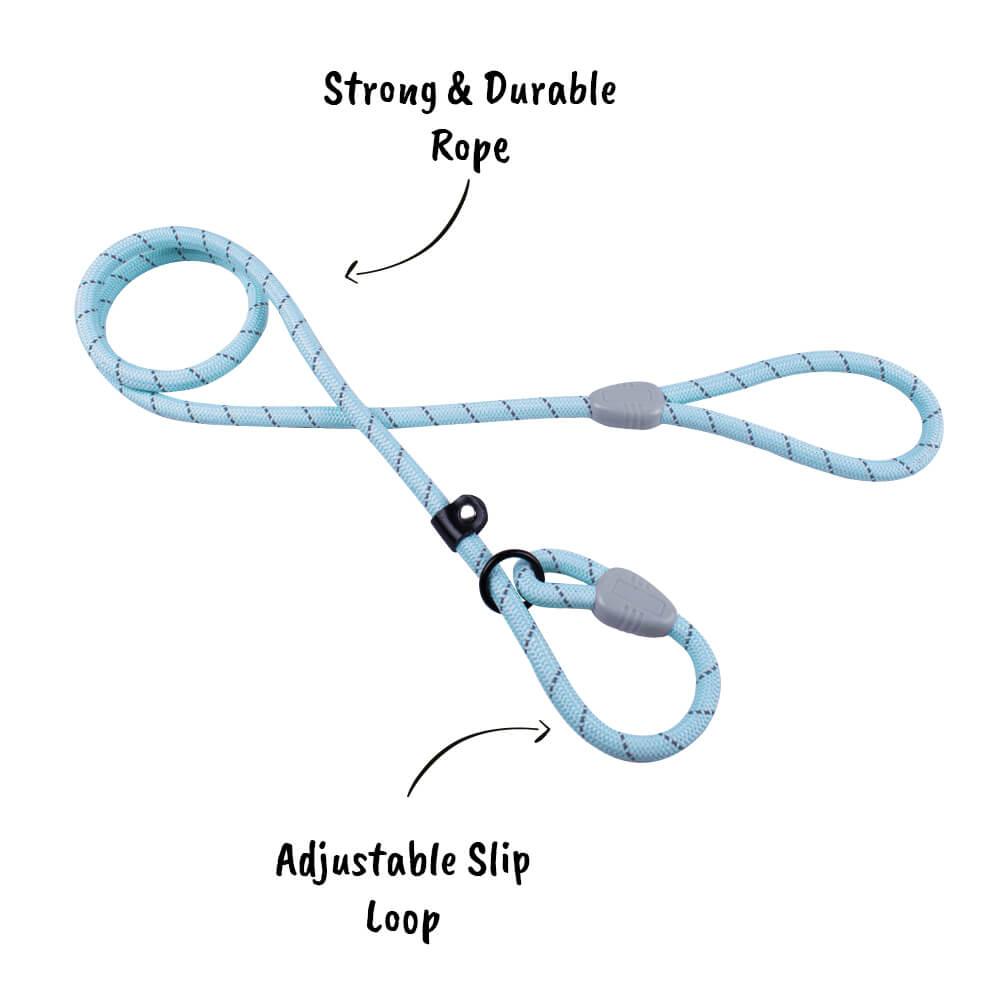 AllPetSolutions Reflective Rope Slip Dog Lead, Blue, 140cm - All Pet Solutions