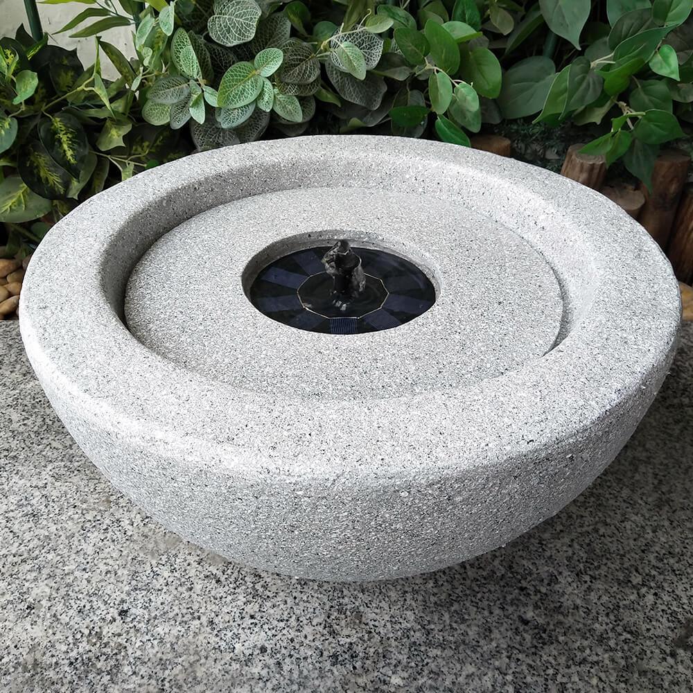 Bowl Stone Solar Water Feature - Light Grey - All Pet Solutions