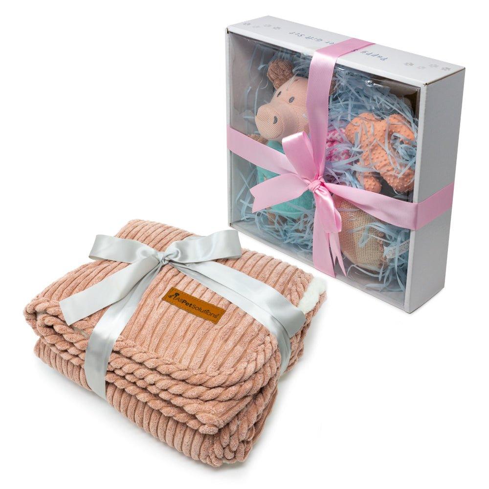 Dog Puppy Gift Set with Blanket - Rose Pink - AllPetSolutions