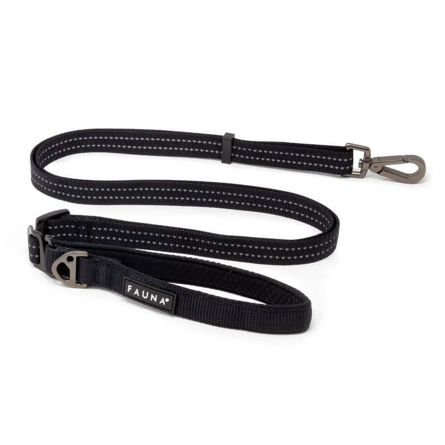 Fauna® Black Reflective Multi-Use Dog Lead 5.6ft - All Pet Solutions