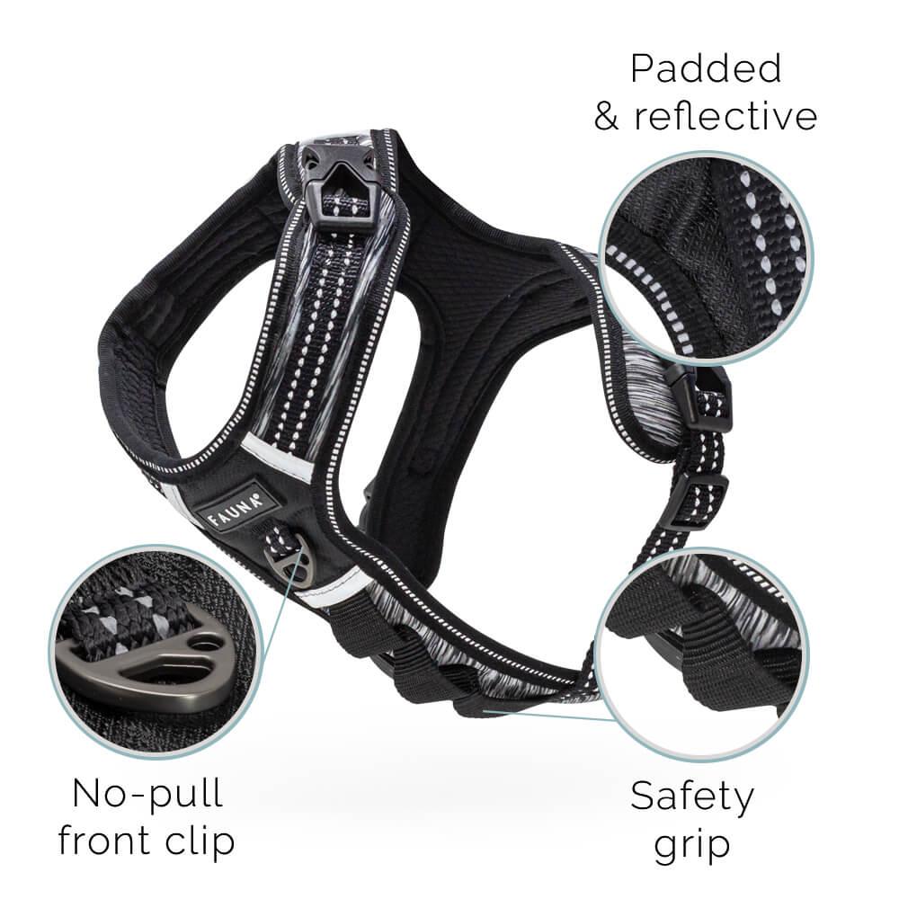 Fauna® Comfort Luxury Black Dog Harness - S/M/L - All Pet Solutions