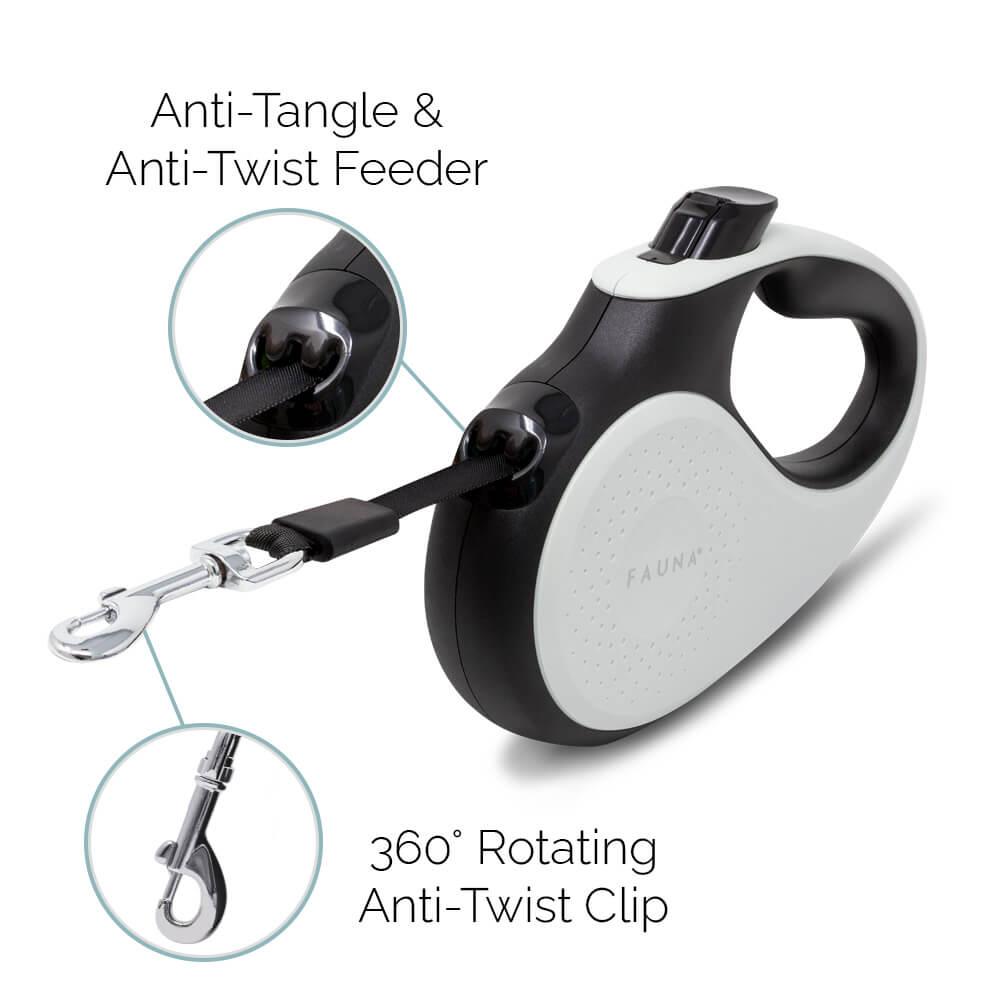 Fauna® Luxury Retractable Tape Dog Lead - Grey 5M - 50KG - All Pet Solutions