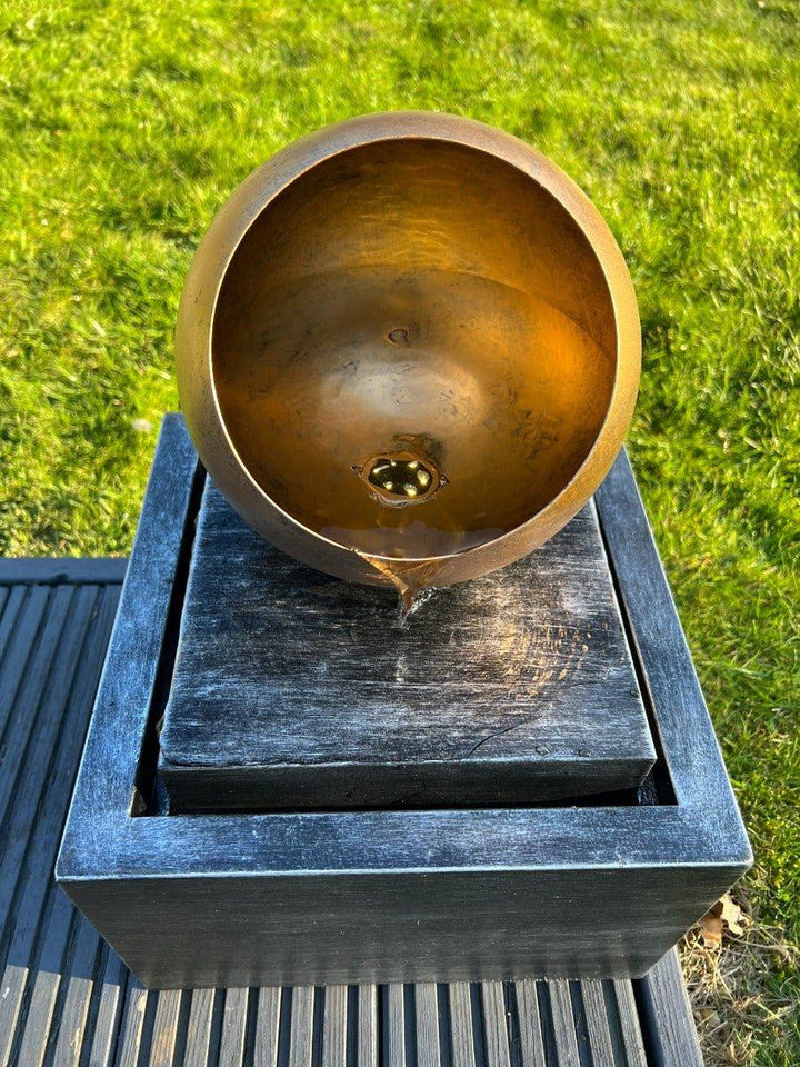 Golden Globe Box Light Water Feature with LED Lights - Solar Powered 29x29x40cm - All Pet Solutions