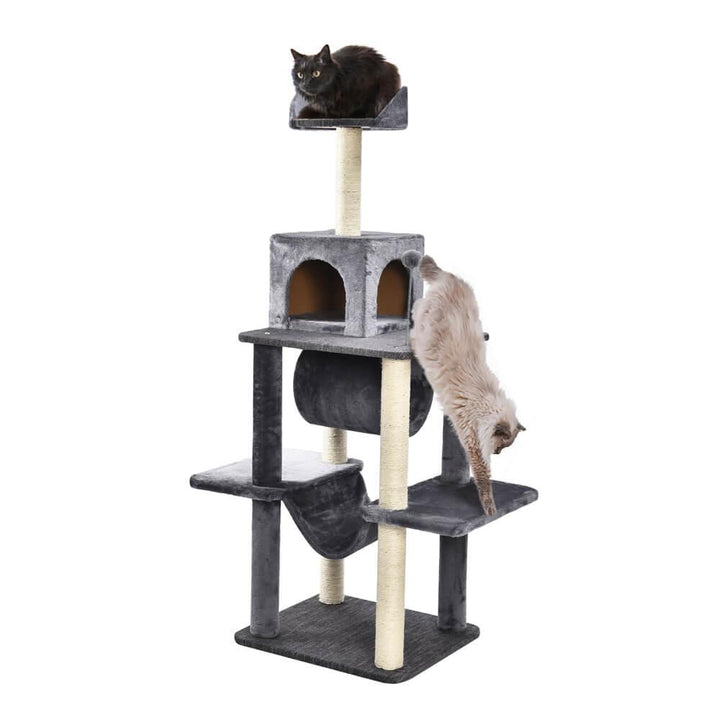 Large Cat Tree Tower Scratching Post Grey - All Pet Solutions