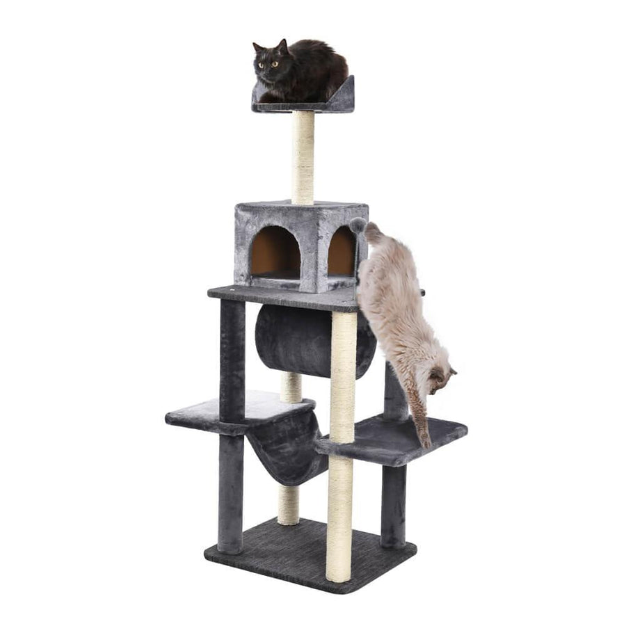 Large Cat Tree Tower Scratching Post Grey - All Pet Solutions