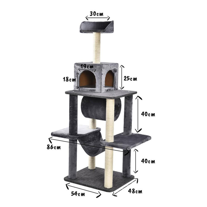 Large Cat Tree Tower Scratching Post Grey - All Pet Solutions