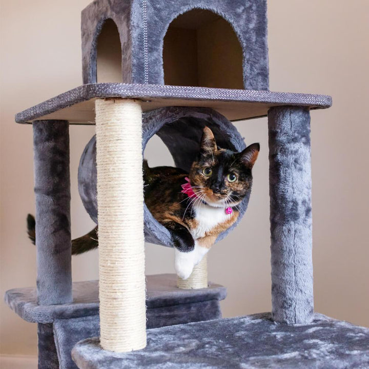Large Cat Tree Tower Scratching Post Grey - All Pet Solutions