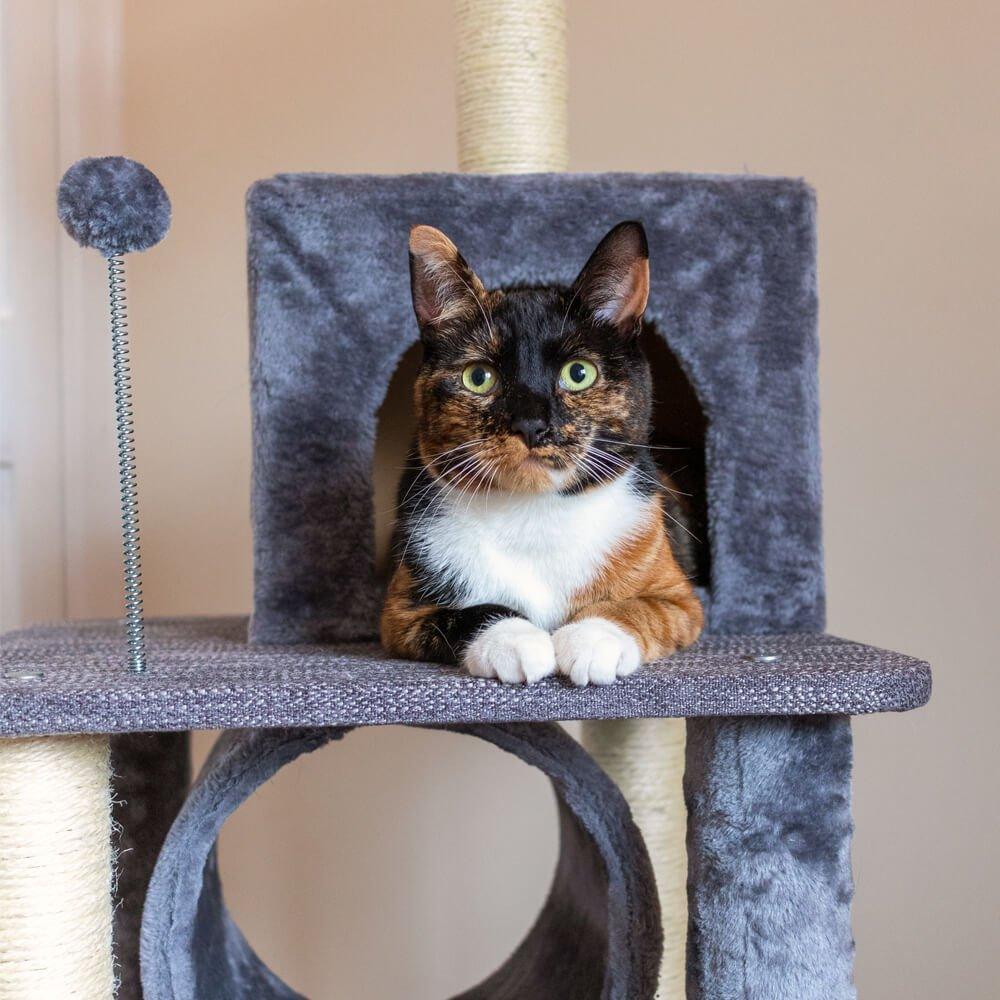 Large Cat Tree Tower Scratching Post Grey - All Pet Solutions