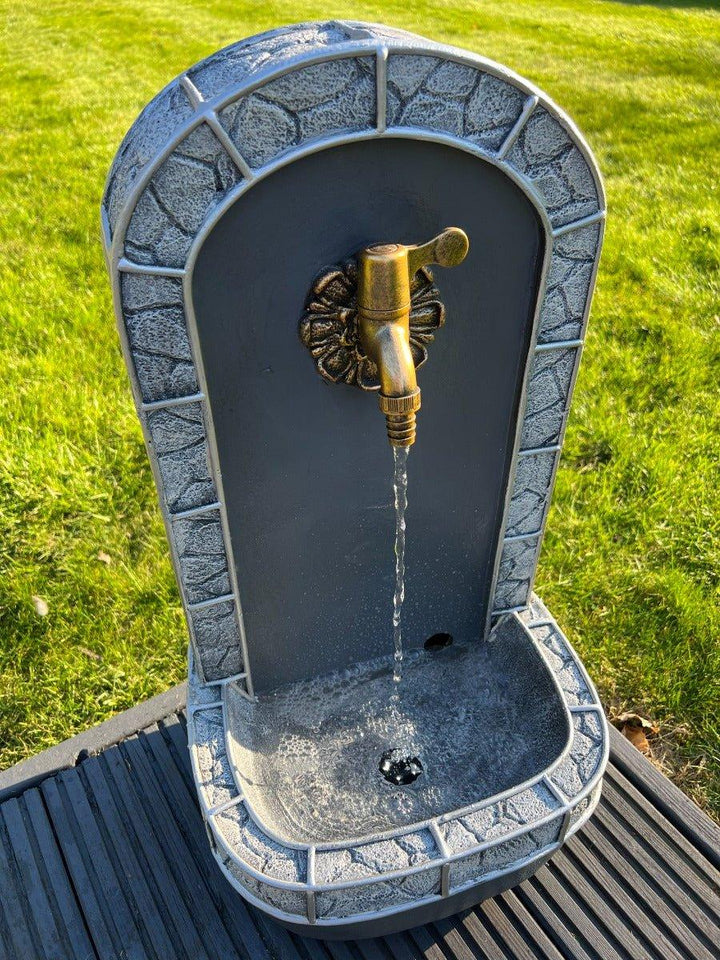 Marble Look Drinking Tap Water Feature with LED Lights - Solar Powered 31.5x26x57.5cm - All Pet Solutions