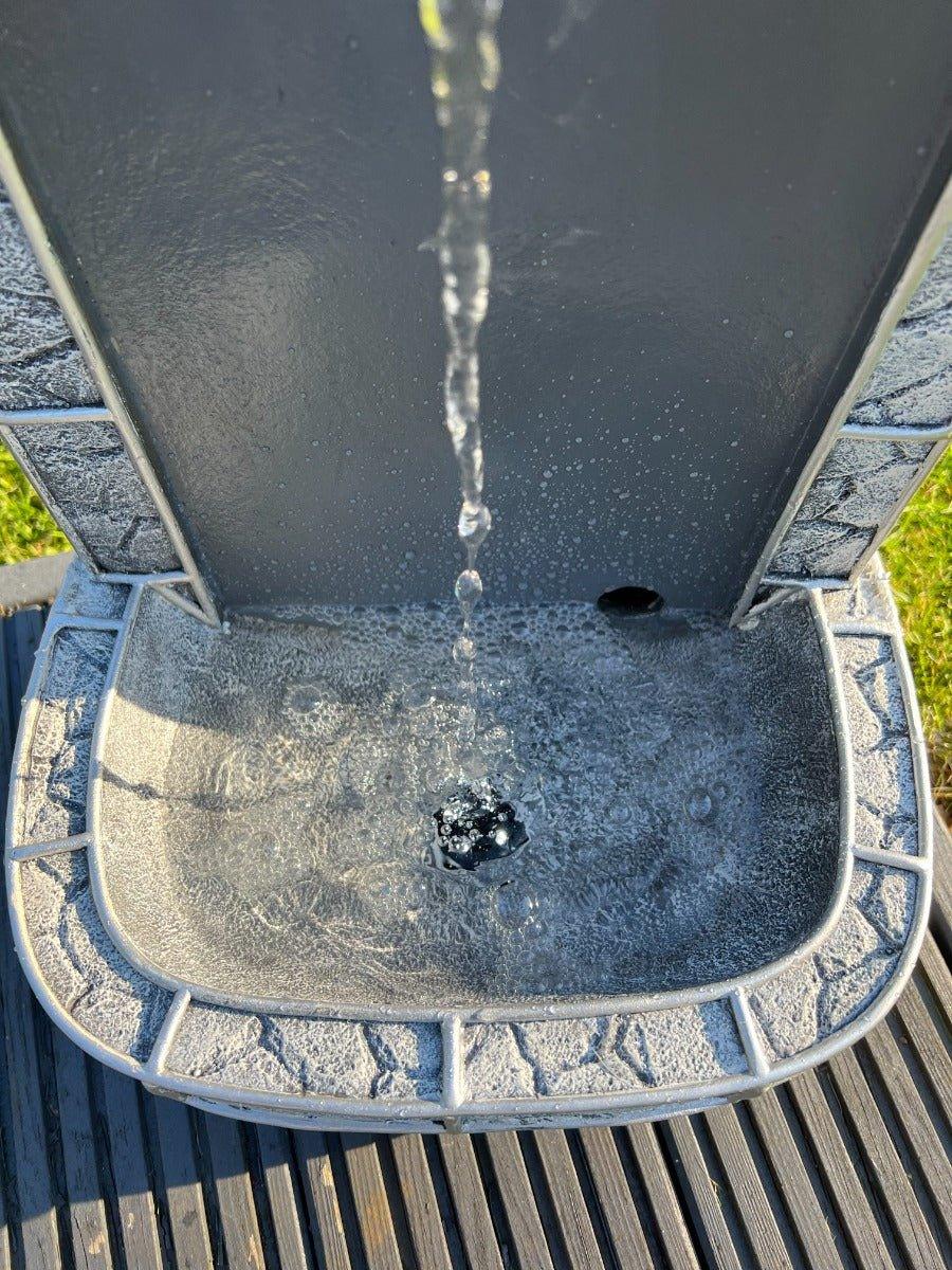 Marble Look Drinking Tap Water Feature with LED Lights - Solar Powered 31.5x26x57.5cm - All Pet Solutions