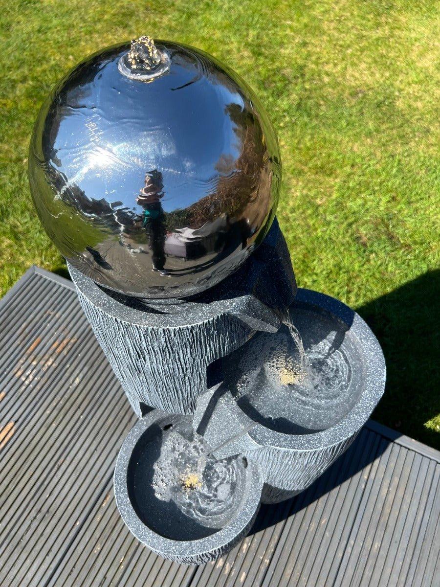 Mirror Globe Vase Large 3 Tier Water Feature with LED Lights - Plug Powered 108x45x43cm - All Pet Solutions