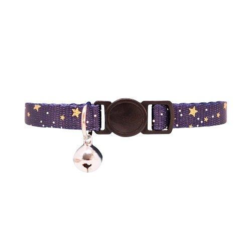 Navy Reflective Gold Star Cat Collar with Safety Release Buckle - All Pet Solutions