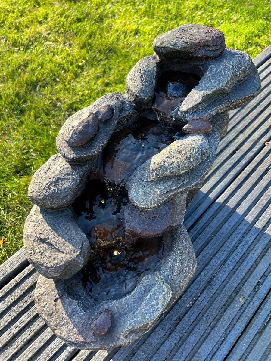 Rock Waterfall Water Feature with LED Lights - Solar Powered 45x23x24.5cm - All Pet Solutions