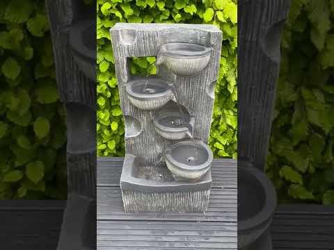 Waterfall Feature 4 Water Bowls with LED Lights - Solar Panel 59x29x25 - All Pet Solutions