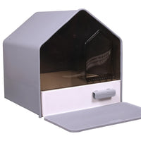 AllPetSolutions grey house shape hooded cat litter tray with scoop
