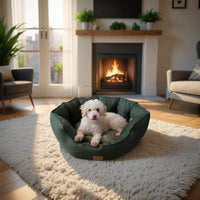 AllPetSolutions Alfie Premium dog bed in forest green with structured high sides for support