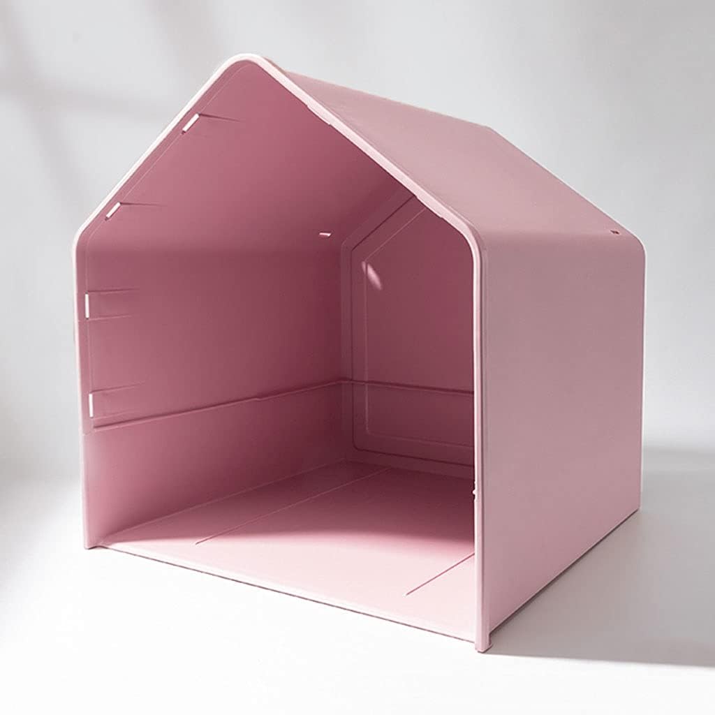 House Shape Hooded Cat Litter Tray with Scoop - Pink