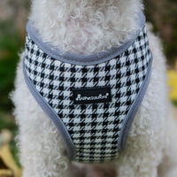 AllPetSolutions grey check dog harness reflective strip detail
