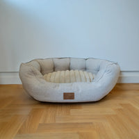 AllPetSolutions Alfie Premium ivory cream dog bed that is 100% machine washable