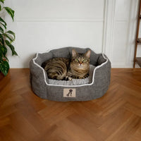 AllPetSolutions Alfie brown dog bed soft plush lining detail