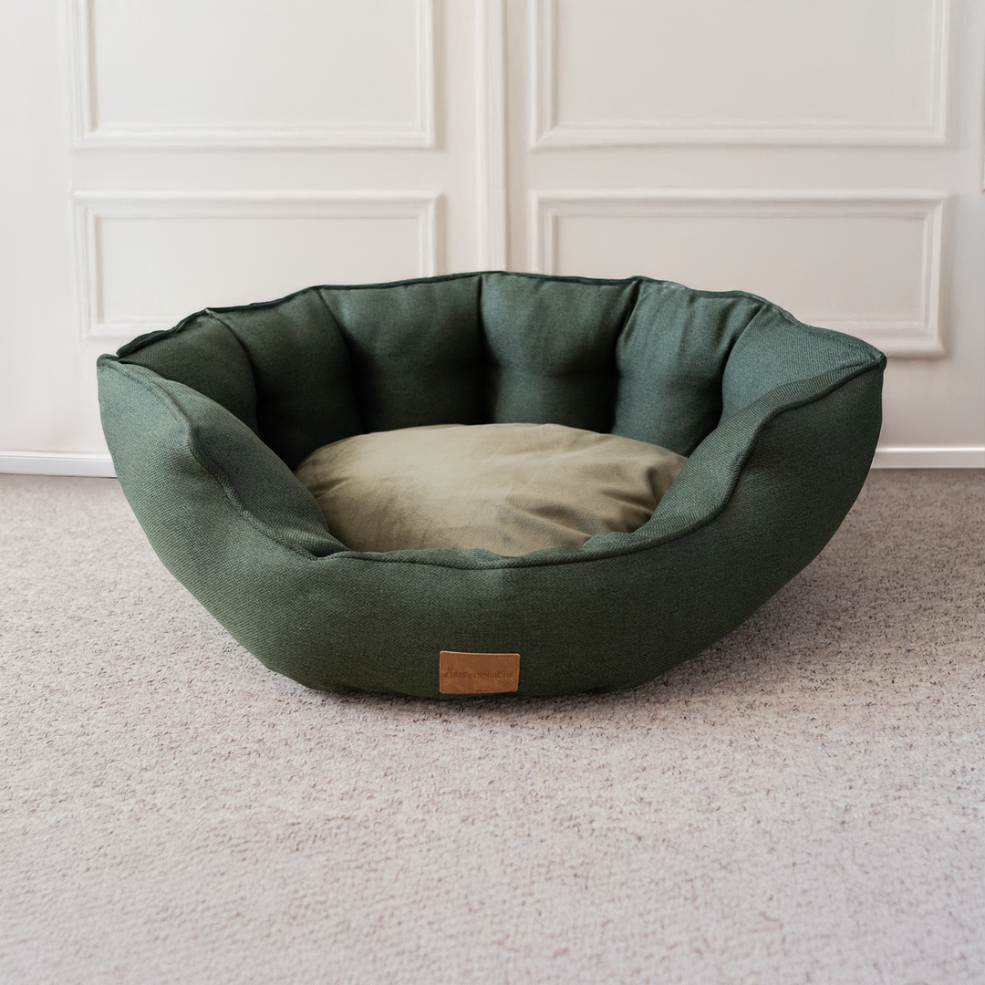 AllPetSolutions Alfie Premium Luxury Dog Bed - Forest Green - S/M/XL