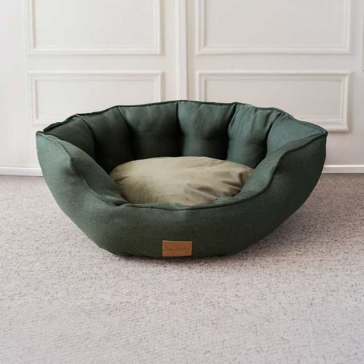 AllPetSolutions Alfie Premium Luxury Dog Bed - Forest Green - S/M/XL