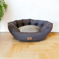 AllPetSolutions Alfie Premium chocolate truffle dog bed in medium, measuring 65 x 50 cm