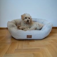 AllPetSolutions Alfie Premium luxury dog bed in ivory cream with a removable soft fleece lining