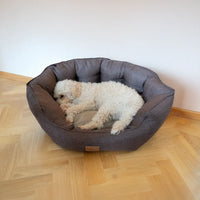 AllPetSolutions Alfie Premium luxury dog bed in chocolate truffle with a soft fleece lining