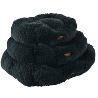 AllPetSolutions charcoal plush dog bed size comparison from small to large