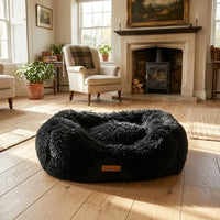AllPetSolutions charcoal plush dog bed viewed from above
