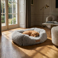 AllPetSolutions luxury grey plush dog bed with raised sides, sizes S, M and L