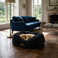 AllPetSolutions charcoal plush dog bed raised bolster sides detail