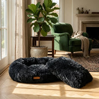 AllPetSolutions charcoal plush dog bed soft plush pile close up