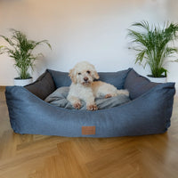 AllPetSolutions Willow Premium luxury dog bed in pebble grey with a soft velvety lining