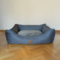 AllPetSolutions Willow Premium grey box dog bed filled with recycled polyester fibre