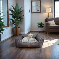 AllPetSolutions Willow Premium chocolate truffle box dog bed filled with recycled polyester fibre