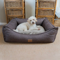 AllPetSolutions Willow Premium luxury dog bed in chocolate truffle with a soft velvety lining