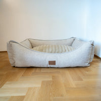 AllPetSolutions Willow Premium ivory cream dog bed in medium, measuring 80 x 65 x 28 cm