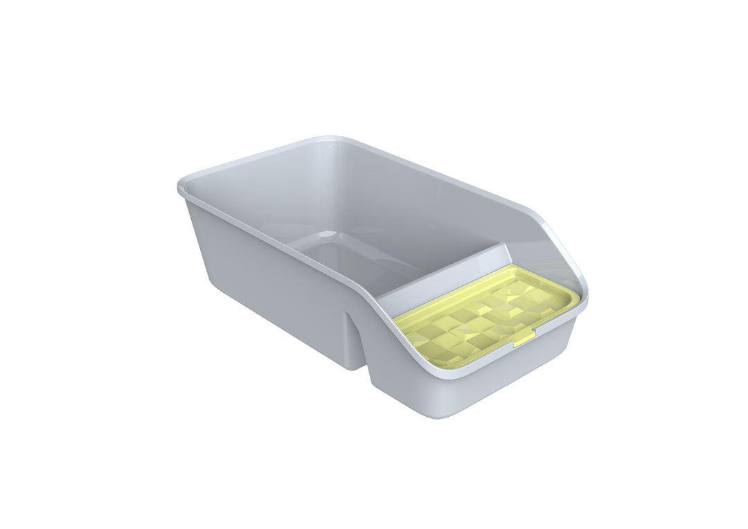 Open Cat Litter Tray with Storage and Scoop - Grey