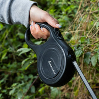 AllPetSolutions black 8m retractable lead with the tape fully extended
