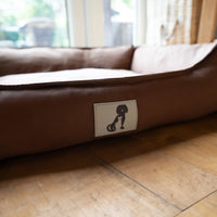 AllPetSolutions Dexter brown waterproof dog bed size comparison small to large