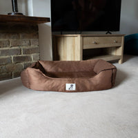 AllPetSolutions Dexter brown dog bed waterproof fabric close up