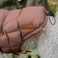 AllPetSolutions brown dog puffer jacket quilted panel close up